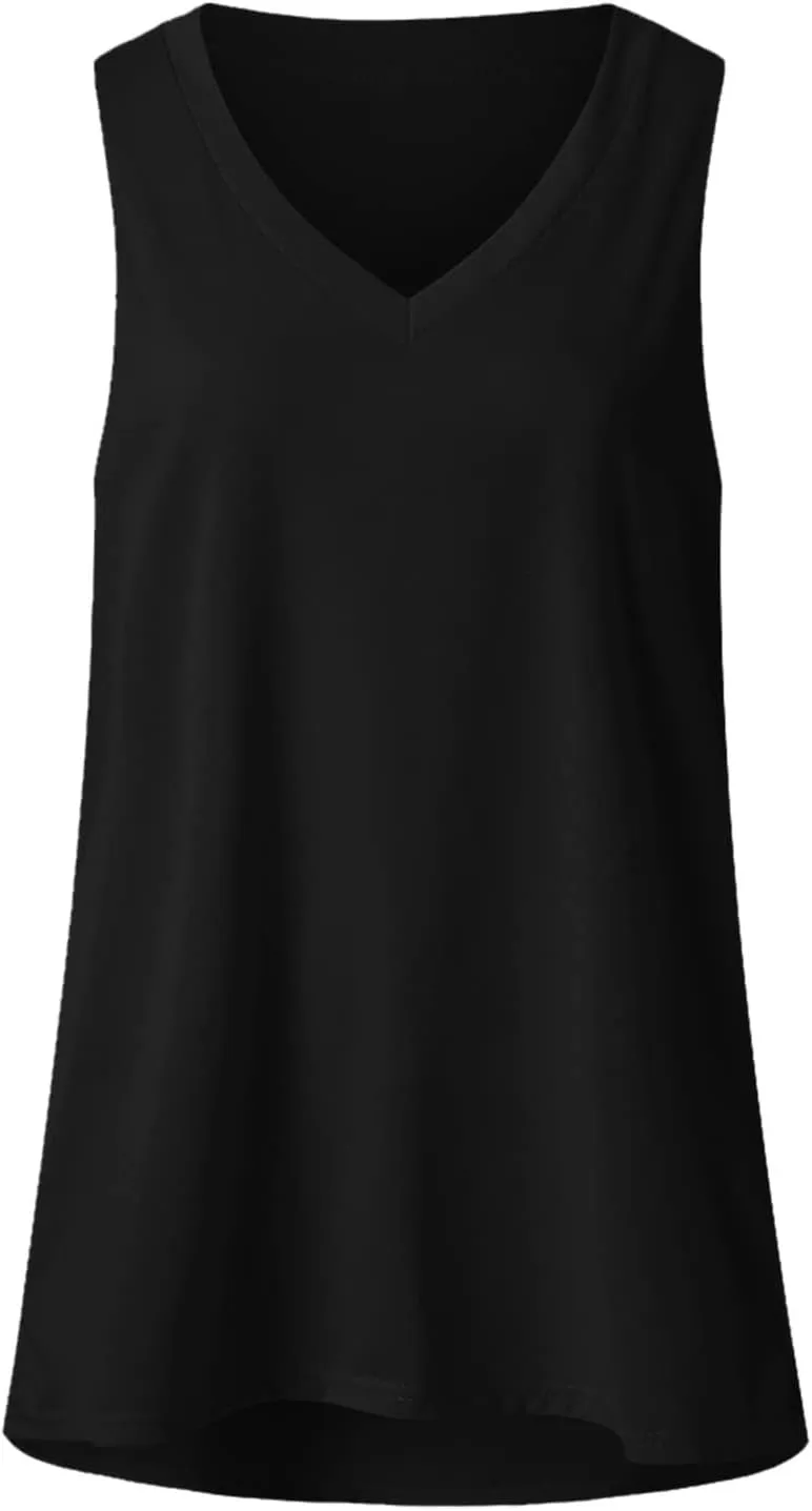 Womens Tank Tops 2025 Loose Fit V Neck Summer Tops Casual Flowy Basic Sleeveless Blouse Trendy Comfy Outfits Clothes