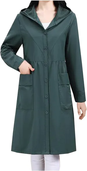 Women's Winter Coats 2024 Casual Button Down Open Front Jackets Long Sleeve Thin Coat with Pockets Outerwear