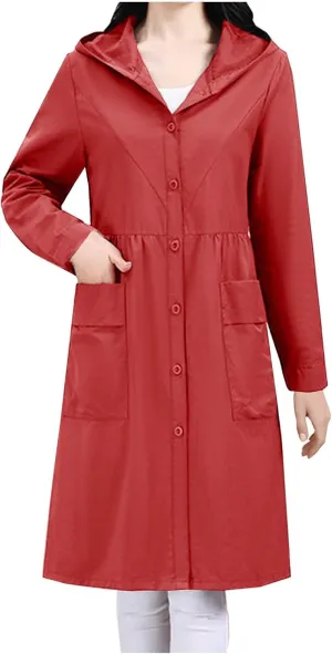 Women's Winter Coats 2024 Casual Button Down Open Front Jackets Long Sleeve Thin Coat with Pockets Outerwear