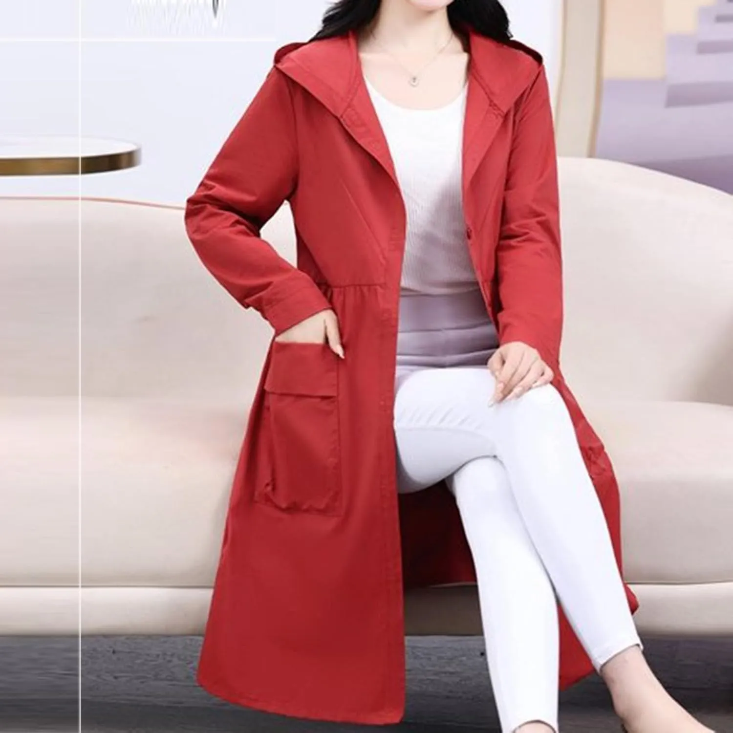Women's Winter Coats 2024 Casual Button Down Open Front Jackets Long Sleeve Thin Coat with Pockets Outerwear