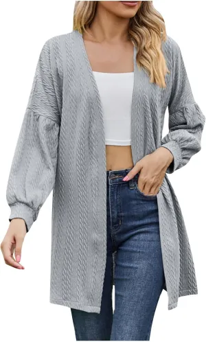 Womens Winter Coats Plus Size Solid Long Sleeve Cardigan Tops Casual Loose Fitting Open Front Fall Jackets