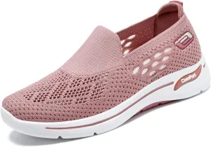 Women's Woven Orthopedic Breathable Soft Shoes Arch Support Anti-Skid Sports Sole Go Walking Slip on Diabetic Foam Hands Sneakers Daily Walk Knit Lightweight Comfortable Nurse Work Travel