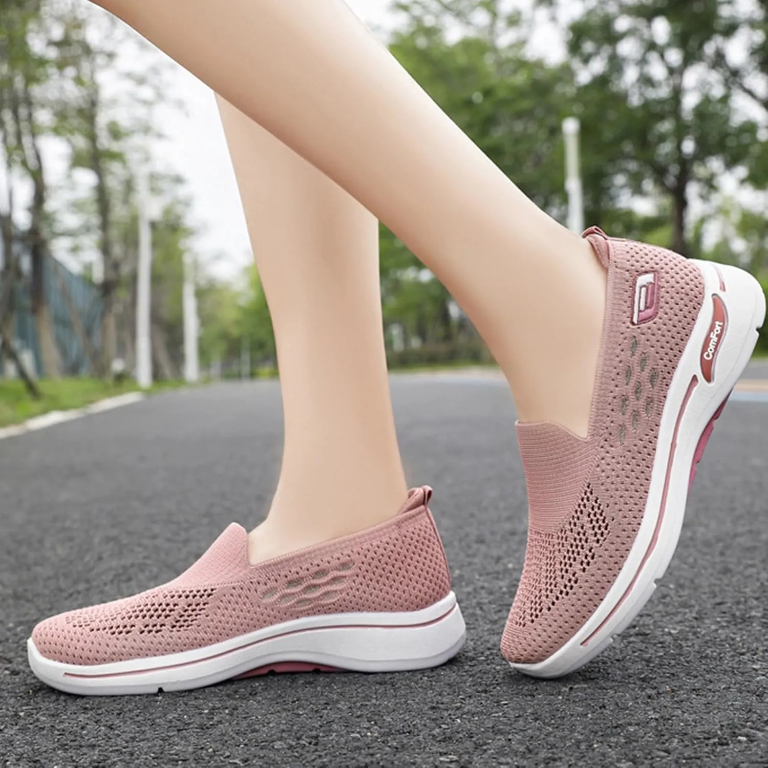 Women's Woven Orthopedic Breathable Soft Shoes Arch Support Anti-Skid Sports Sole Go Walking Slip on Diabetic Foam Hands Sneakers Daily Walk Knit Lightweight Comfortable Nurse Work Travel