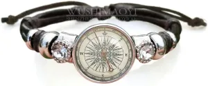 WUSHIMAOYI Stock Photo Old Compass jewelry Compass bracelets Vintage bracelet Nautical bracelets Nautical jewelry Compass bracelet Braid Leather jewelry gift