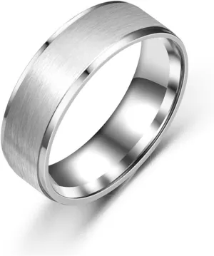 Wycian Promise Ring Jewelry, Silver Rings Jewelry Stainless Steel Double Step Couple Size 11 for Man Women Thanksgiving Jewelry Gifts