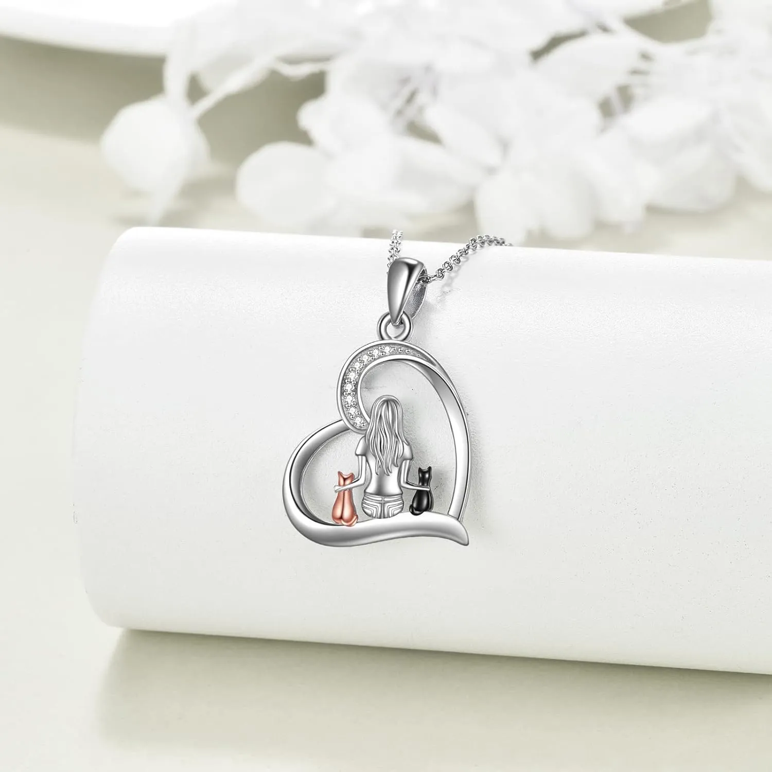 YFN Cat Necklace Sterling Silver Jewelry for Women Cat Jewelry Gifts