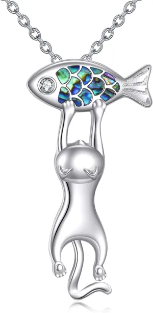 YFN Cat Necklace Sterling Silver Jewelry for Women Cat Jewelry Gifts
