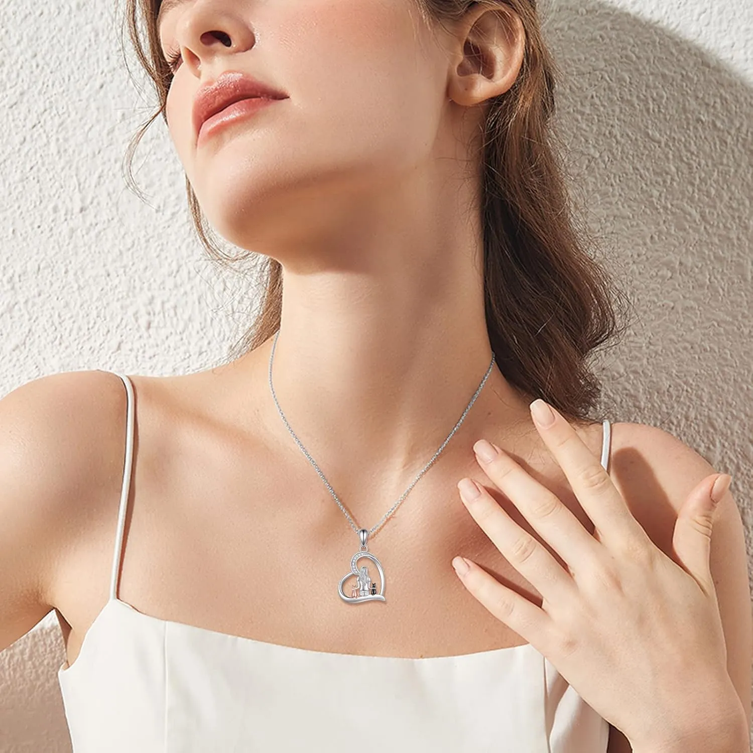 YFN Cat Necklace Sterling Silver Jewelry for Women Cat Jewelry Gifts