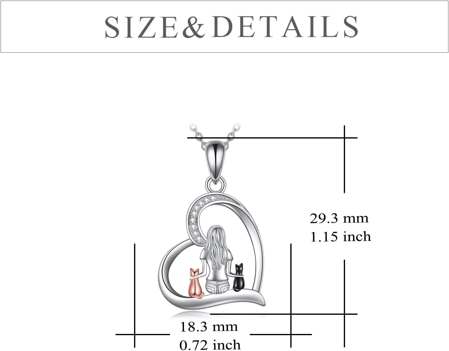 YFN Cat Necklace Sterling Silver Jewelry for Women Cat Jewelry Gifts