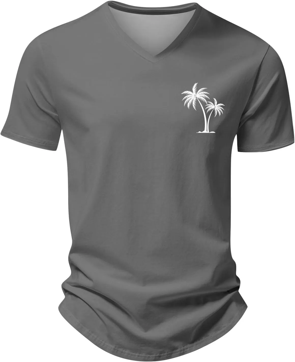 Ymosrh Men's Summer Beach Tee Shirts Short Sleeve Palm Tree T-Shirts Casual V Neck Tee Top Undershirts, S-3XL