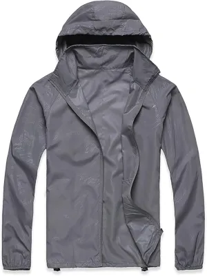 Ymosrh Men's Travel Rain Jacket Waterproof Windbreaker Lightweight Packable Coat with Hood for Outdoor Hiking, XS-3XL