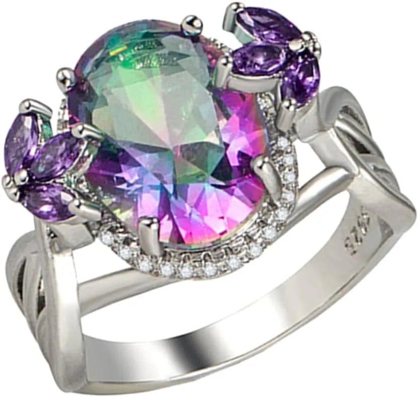 Zircon Ring Jewelry for Women Gemstone Rings Rhinestone Jewelry Colorful Zircon